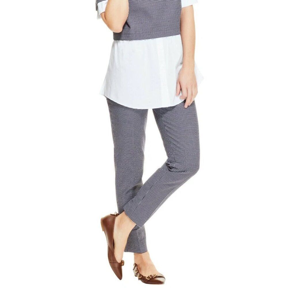 Pearl By Lela Rose Susie Pants Black White Cotton Blend Slim Leg Size 4